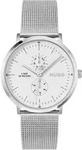 Multifunktionsuhr HUGO "STYLE", silberfarben, wei&szlig;, Armbanduhren, Herren, Quarzuhr,