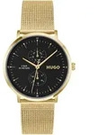 Multifunktionsuhr HUGO "STYLE", goldfarben, schwarz, Armbanduhren, Herren, Quarzuhr,