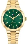 Quarzuhr TOMMY HILFIGER "Georgia", gold (goldfarben, gr&uuml;n), Armbanduhren, Damen,