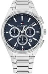 Multifunktionsuhr TOMMY HILFIGER "Sam", silberfarben, blau, Armbanduhren,...