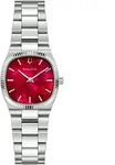 Quarzuhr BULOVA "Super Seville", rot (silberfarben, rot), Armbanduhren, Damen,