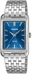 Quarzuhr, edelstahlfarben, blau, CASIO TIMELESS COLLECTION, Armbanduhren, Herren,