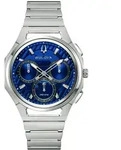 Chronograph BULOVA "Curv", blau (silberfarben, blau), Armbanduhren, Herren,