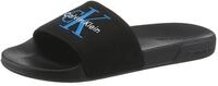Pantolette CALVIN KLEIN "ESS SLIDE CV", Herren, Gr. 46, schwarz, dunkelblau,