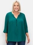 Longbluse SHEEGO, Damen, Gr. 40, blau (petrol), 100% Viskose, unifarben,