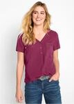 Kurzarmbluse BONPRIX, Damen, Gr. 42, beere, Web, Obermaterial: 100% Viskose,