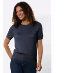 Kurzarmpullover CASUAL LOOKS "Kurzarm-Pullover", Damen, Gr. 38, marine, 100%