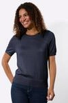 Kurzarmpullover CASUAL LOOKS "Kurzarm-Pullover", Damen, Gr. 38, marine, 100%