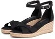 Keilsandalette TOMMY HILFIGER "MID WEDGE ESPAD X CROSS", Damen, Gr. 35, schwarz,
