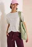 T-Shirt CECIL, Damen, Gr. L (42), macadamia beige, Stoff, 55% Polyester, 45% Viskose,
