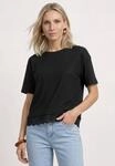 STREET ONE Kurzarmshirt Sommershirt mit Spitzenborte am Saum