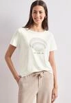 T-Shirt STREET ONE, Damen, Gr. 34, sanftes wei&szlig;, Web, 50% Baumwolle, 50% Modal,