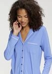 Pyjamaoberteil LASCANA, Damen, Gr. 48/50, blau, Single Jersey, Obermaterial: 50%