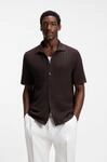 Kurzarmhemd BOSS, Herren, Gr. M, N-Gr, schwarz braun207, Strick, Obermaterial:...