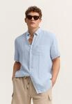 bugatti Kurzarmhemd Modern Fit aus Leinen mit Button-Down-Kragen