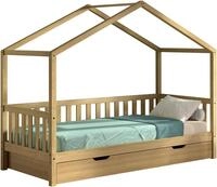 Vipack Hausbett "Dallas aus massiver Eiche, natur ge&ouml;lt in zeitlosem Design" (B/H/T
