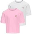 T-Shirt KIDS ONLY "KOGREX FLOWER S/S TOP JRS 2-PACK", M&auml;dchen, Gr. 110/116,...