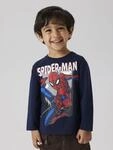Langarmshirt NAME IT "NMMJUICE SPIDER NREG LS TOP NOOS MAR", Jungen, Gr. 92, blau