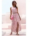 Maxikleid BUFFALO, Damen, Gr. 42, N-Gr, creme, pink bedruckt, Jersey, Obermaterial:
