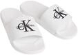 Pantolette CALVIN KLEIN "ESS SLIDE CV WN", Damen, Gr. 35, wei&szlig;, schwarz, Textil,