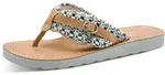 Zehentrenner TAMARIS, Damen, Gr. 36, beige (blau kombiniert), Lederimitat,...