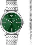 Quarzuhr EMPORIO ARMANI, edelstahlfarben, gr&uuml;n, Armbanduhren, Herren, Quarzuhr,