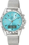 Funkchronograph MASTER TIME "Sporty", stahlgrau, hellblau, Armbanduhren, Herren,