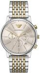 Chronograph EMPORIO ARMANI, gelbgoldfarben, edelstahlfarben, grau, Armbanduhren,