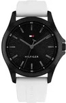 Quarzuhr TOMMY HILFIGER "BRUCE", wei&szlig;, schwarz, Armbanduhren, Herren, Quarzuhr,