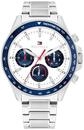 Multifunktionsuhr TOMMY HILFIGER "CLARK", edelstahlfarben, wei&szlig;, Armbanduhren,