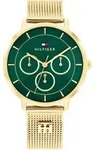 Multifunktionsuhr TOMMY HILFIGER "Tea", goldfarben, gr&uuml;n, Armbanduhren, Damen,