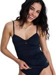 Tankini-Top ROXY "Solid Essentials Tankini", Damen, Gr. L, Cup B, schwarz
