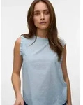 R&uuml;schentop VERO MODA "VMTRINE SL TOP WVN NOOS", Damen, Gr. L, cashmere blau,...