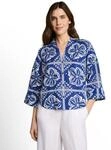 Hemdbluse TOM TAILOR, Damen, Gr. 36, blau (blau flower tile), Web,...