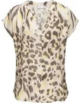 Kurzarmbluse LASCANA "mit Alloverdruck", Damen, Gr. 38, blau (sand, taupe...
