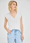 Blusenshirt STREET ONE STUDIO, Damen, Gr. 34, wei&szlig;, Stoff, 50% Modal, 50% Baumwolle,