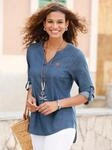 Longbluse CASUAL LOOKS, Damen, Gr. 40, blau (blau, bleached), 100% Baumwolle,