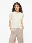 Kurzarmpullover VILA "VIMILOS S/S O-NECK POINTELLE TOP - NOOS", Damen, Gr. XXL,