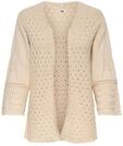 Strickjacke ONLY "ONLLUZA 3/4 V-NECK LONG KIMONO KNT", Damen, Gr. M, beige (birch),