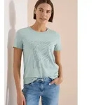 Kurzarmshirt CECIL, Damen, Gr. XXL (46), crystal mint, Jersey, Obermaterial:...