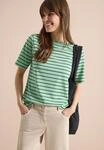 T-Shirt CECIL, Damen, Gr. M (40), juicy lime, Web, 100% Baumwolle, gestreift, comfort