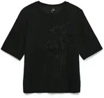 Kurzarmshirt VERO MODA "VMHALI SS EMBROIDERY TOP JRS", Damen, Gr. M, schwarz,...