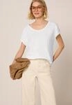 Rundhalsshirt STREET ONE STUDIO, Damen, Gr. 34, wei&szlig;, Web, 50% Baumwolle, 50%...