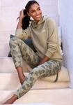 Leggings LASCANA, Damen, Gr. 48/50, N-Gr, khaki bedruckt, Jersey, Obermaterial: 95%