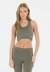 Sport-BH ENDURANCE "Querubin", Damen, Gr. S/M, gr&uuml;n (taupe), 92% Polyamid, 8%