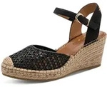 Slingpumps TAMARIS, Damen, Gr. 37, schwarz, Bast, Leder, Textil, geflochten,