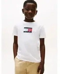 T-Shirt TOMMY HILFIGER "TOMMY SCRIPT FLAG PRINT TEE SS", Jungen, Gr. 74, wei&szlig;,