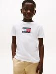 T-Shirt TOMMY HILFIGER "TOMMY SCRIPT FLAG PRINT TEE SS", Jungen, Gr. 74, wei&szlig;,
