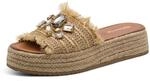 Pantolette TAMARIS, Damen, Gr. 36, beige, Textil, geflochten, Schuhe Pantolette,