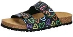 Pantoffel LICO "Pantolette Bioline Heart", Damen, Gr. 37, schwarz, Synthetik, Schuhe